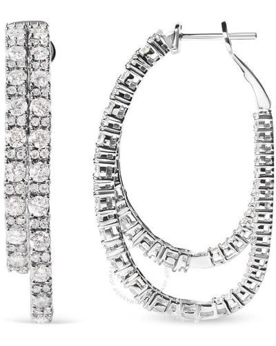Haus of Brilliance 14k Gold 4.0 Cttw Diamond Asymmetrical Inside Out Double-hoop Earrings - Metallic