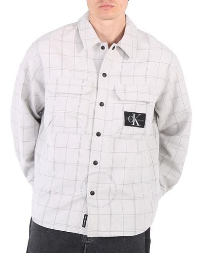 Calvin Klein Monogram Badge Relaxed Fit Long-sleeved Shadow Overshirt - Grey