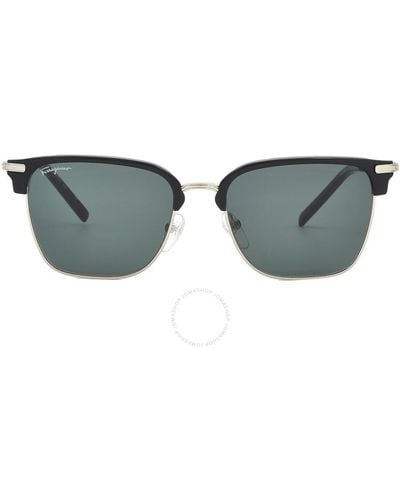 Ferragamo Green Square Sunglasses Sf227s 703 53 - Grey
