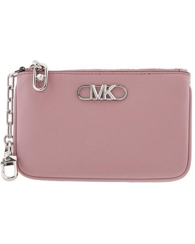 Michael Kors Royal Parker Small Leather Zip Card Case - Pink