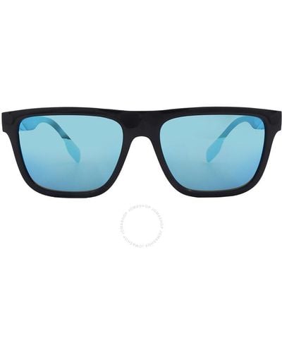 Burberry Light Green Mirrored Blue Square Sunglasses Be4402u 300155 56