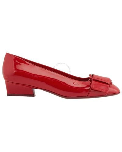Ferragamo Salvatore Lipstick Bessie 30 Gancini Pump Shoes - Red