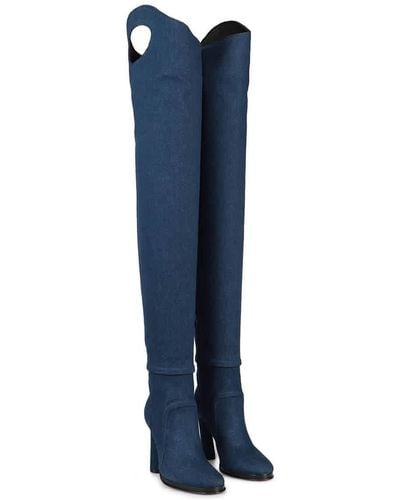 Burberry Shoreditch Porthole Detail Over-the-knee Boots - Blue