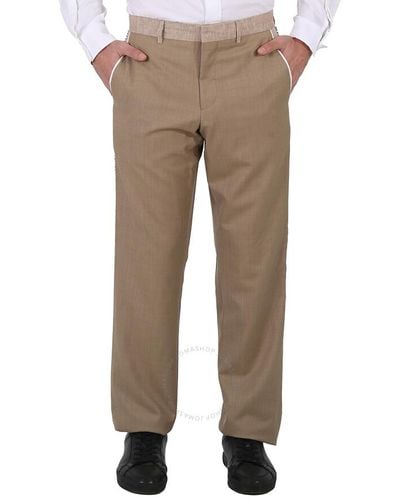 Burberry English Fit Crystal Embroidered Technical Linen Pants - Natural