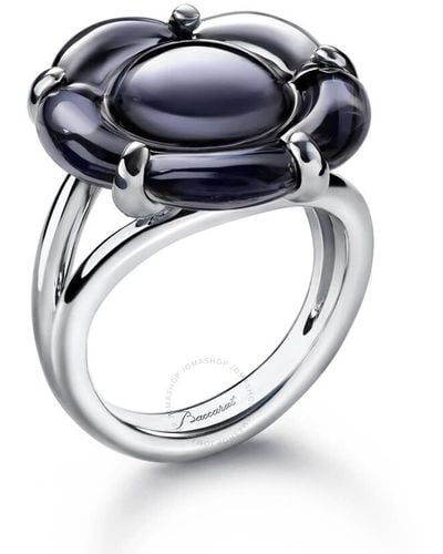 Baccarat 's B Flower Silver Crystal Ring 280649 - Blue
