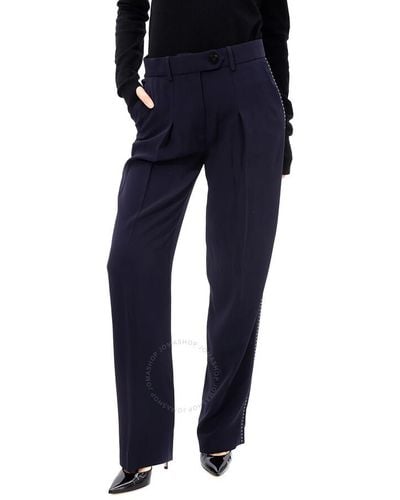 Victoria Beckham Trousers Midnight Slim Front Pleat Pant - Blue