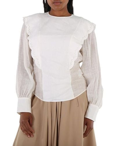 Chloé Iconic Milk Flouncy Scallop Embroidered Shirt - White