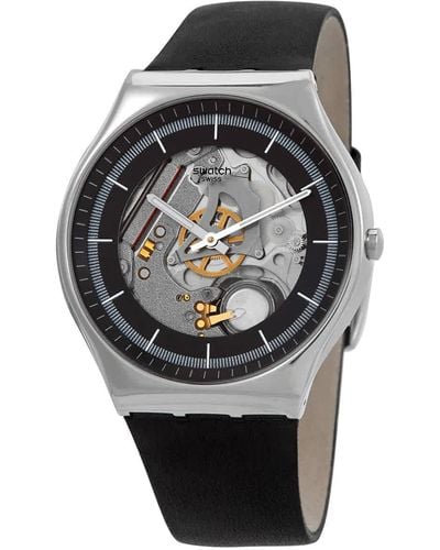 Swatch Monthly Drops Black Skeleton Quartz Watch - Metallic