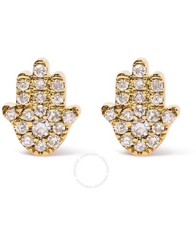 Haus of Brilliance 10k Gold Diamond Accented Hamsa Stud Earrings - Metallic