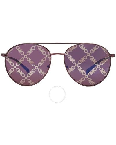 Michael Kors Arches Cordovan Logo Mirrored Pilot Sunglasses Mk1138 1896gt 58 - Purple