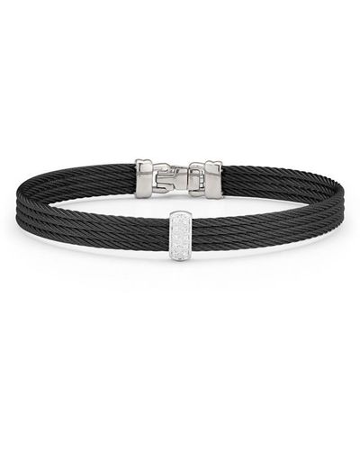 Alor Cable Barred Bracelet With 18kt White Gold & Diamonds - Black