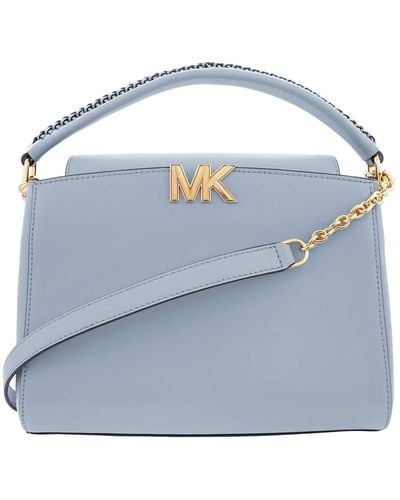 Michael Kors Karlie Medium Leather Satchel Bag - Blue