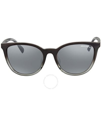Armani Exchange Light Gray Mirror Black Oval Sunglasses Ax4077sf 82556g 56