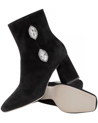 Giannico Julie Suede Embellished Boots - Black