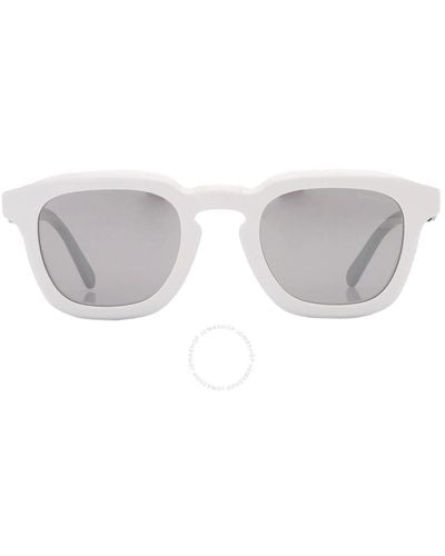 Moncler Gradd Silver Mirror Round Sunglasses Ml0262 21c 50 - Grey