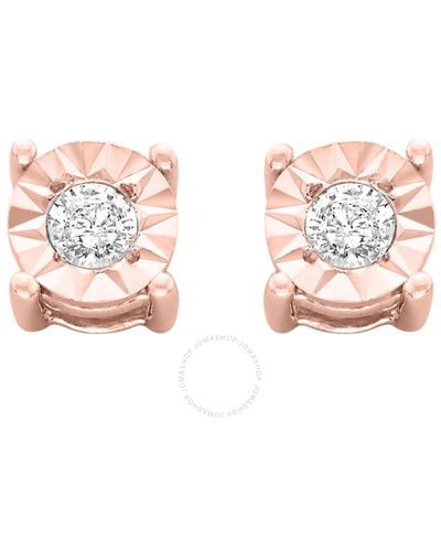 Haus of Brilliance 10k Re-gold Plated Sterling Silver 1/10ct. Tdw Round-cut Diamond Miracle-plated Stud Earrings - Pink