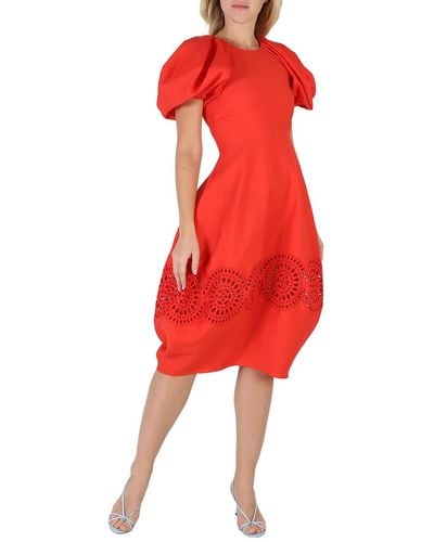 Stella McCartney Broderie Anglaise Puff-sleeve Dress - Red