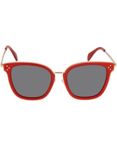 Celine Gray Square Sunglasses - Red
