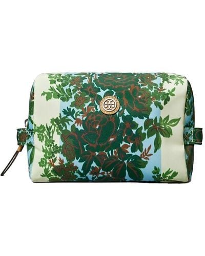 Tory Burch Nylon Printed Large Cosmetic Case - Green