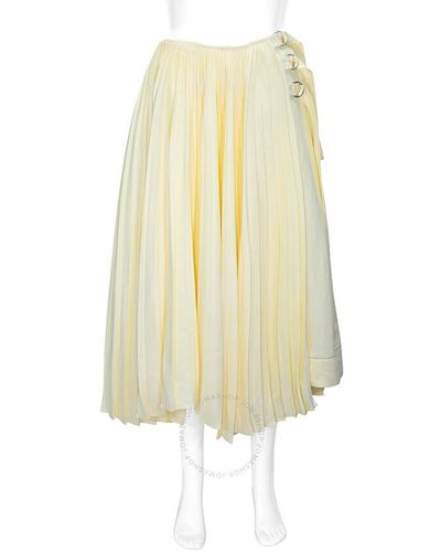 Proenza Schouler Asymmetric Pleated Side Buckle Skirt - Yellow