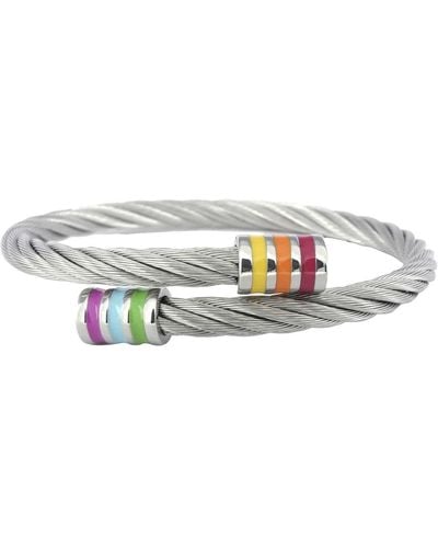 Charriol Celtic Stainless Steel Cable Bangle - White