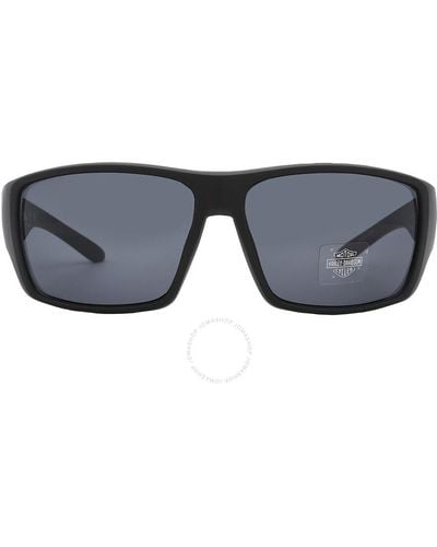 Harley Davidson Smoke Mirror Rectangular Sunglasses Hd0137v 02c 61 - Blue