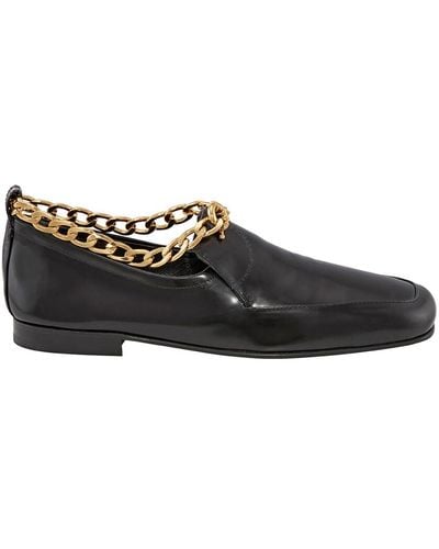 BY FAR Nick Chain-anklet Leather Loafers - Black