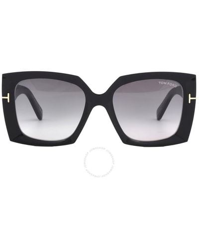 Tom Ford Jacquetta Smoke Gradient Square Sunglasses Ft0921 01b 54 - Black