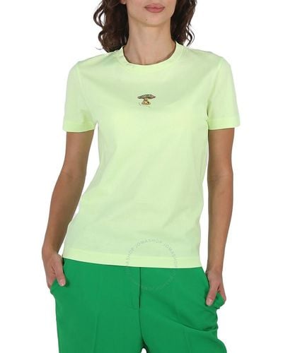 Stella McCartney Washed Neon Mushroom Embroidery T-shirt - Green