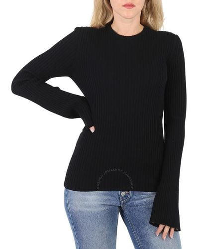 Chloé Wool And Cashmere Flared Sleeve Ribbed Sweater - Black