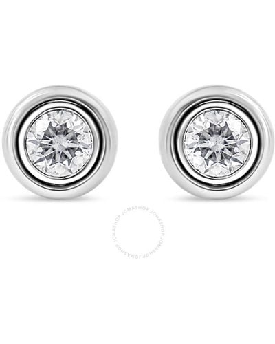 Haus of Brilliance .925 Sterling Silver 1/5 Cttw Lab-grown Round Brilliant-cut Diamond Modern Bezel-set Stud Earring - Metallic