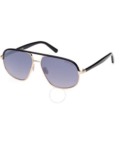 Tom Ford Maxwell Smoke Gradient Navigator Sunglasses Ft1019 28b 59 - Blue