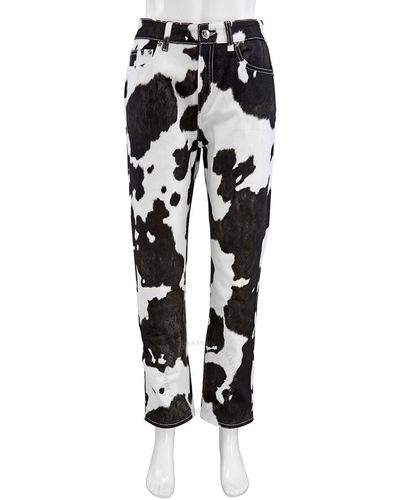 Burberry Cow Print Straight-fit Denim Jeans - Black