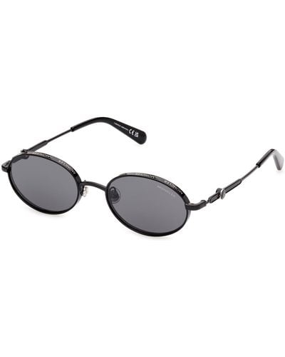 Moncler Tatou Smoke Oval Sunglasses - Black