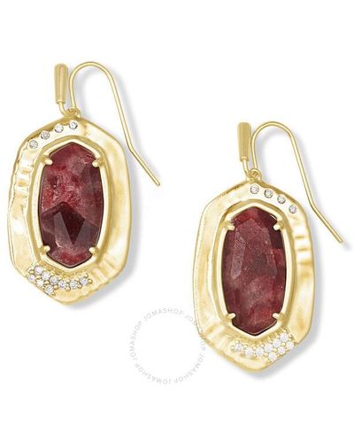 Kendra Scott Anna 14k Yellow Gold Plated Brass And Maroon Jade Earrings 4217717758 - Metallic