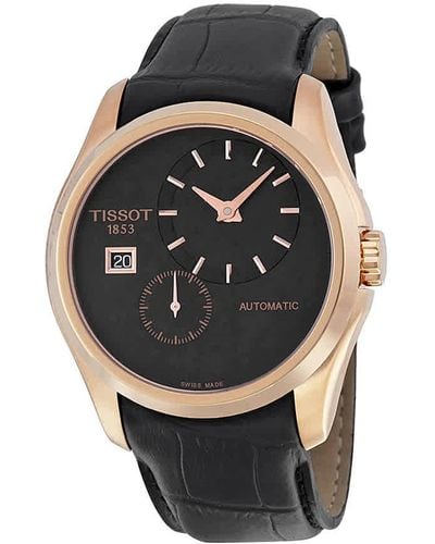 Tissot Couturier Automatic Black Dial Black Leather Watch T0354283605100 - Multicolour