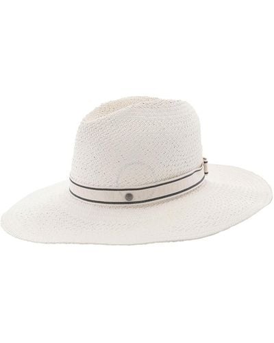 Maison Michel Kate Herrbone Straw Fedora Hat - White