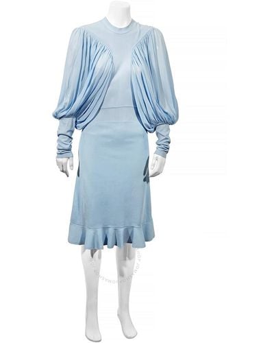 Burberry Puff-sleeve Jersey Dress - Blue
