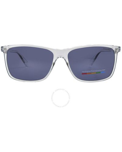 Polaroid Polarized Blue Rectangular Sunglasses Pld 4137/s 0kb7/c3 58