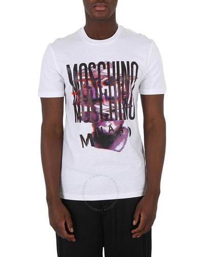 Moschino Glitch Artwork Cotton T-shirt - White