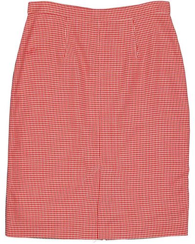 Burberry Houndstooth Two-tone Wool Skirt - Pink