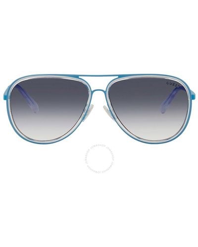 Guess Grey Gradient Pilot Sunglasses Gu6982 90w 59 - Blue