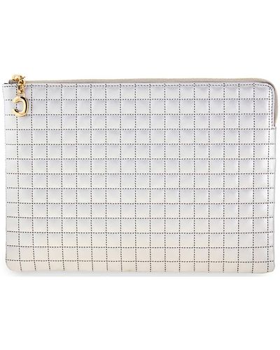 COMPACT ZIPPED WALLET CUIR TRIOMPHE IN TEXTILE AND CALFSKIN - NATURAL / TAN