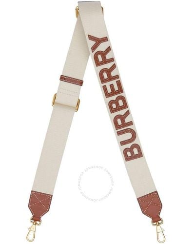 Burberry Logo Detail Leather Bag Strap - White