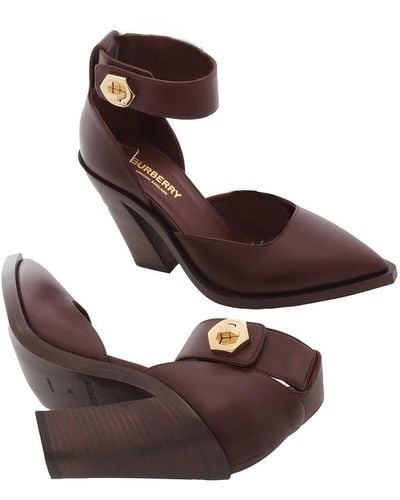 Burberry Cherwell Block-heel Pointed Court Shoes - Brown