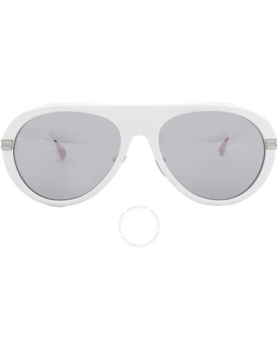 Moncler Navigaze Smoke Mirror Pilot Sunglasses Ml0240 21c 57 - Gray