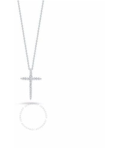 Roberto Coin 18k White Gold 16mm Crs Pendant Necklace With Diamonds 0.10ct On 18'' Chain