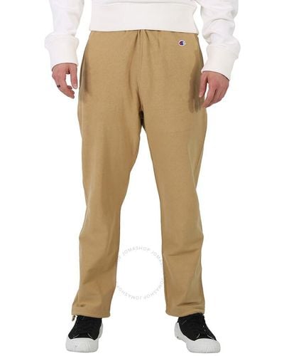 Champion Cotton Logo Long Sweatpants - Natural