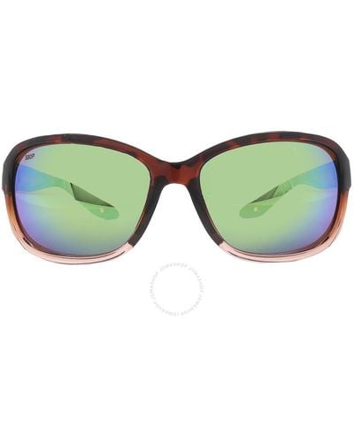 Costa Del Mar Seadrift Gren Mirror Polarized Polycarbonate Rectangular Sunglasses 6s9114 911405 58 - Green