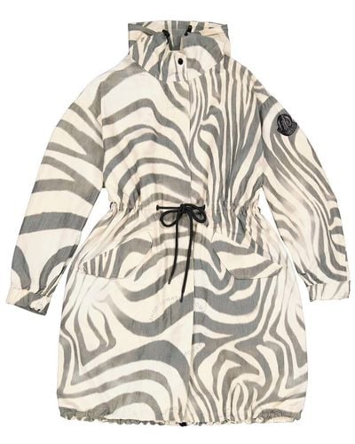 Moncler Zebra-print Achird Long Parka Coat - Gray